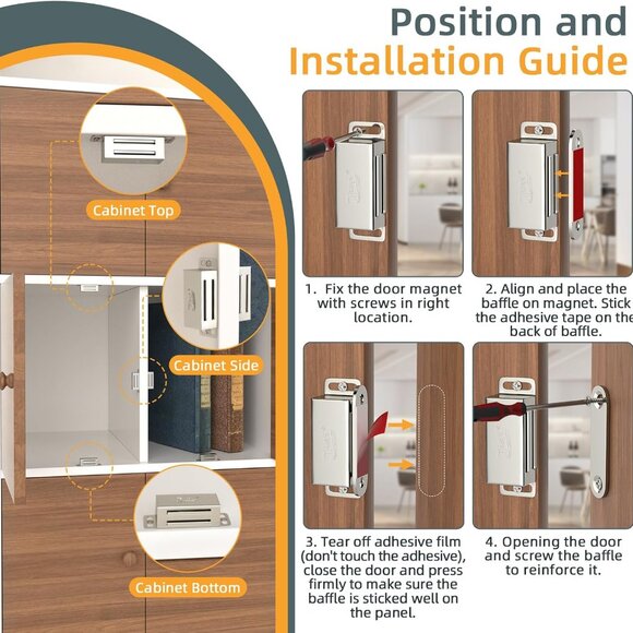 Cabinet Magnets 12 Pack Magnetic Door Catch Stainless Steel Kitchen Cabinet Magn - Picture 6 of 9